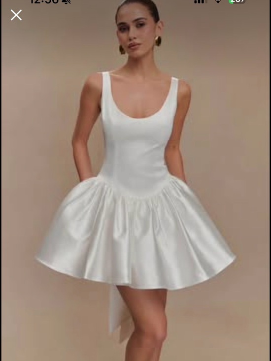 Meshki Dresses & Skirts - Meshki White Satin Scoop-Neck Mini Dress